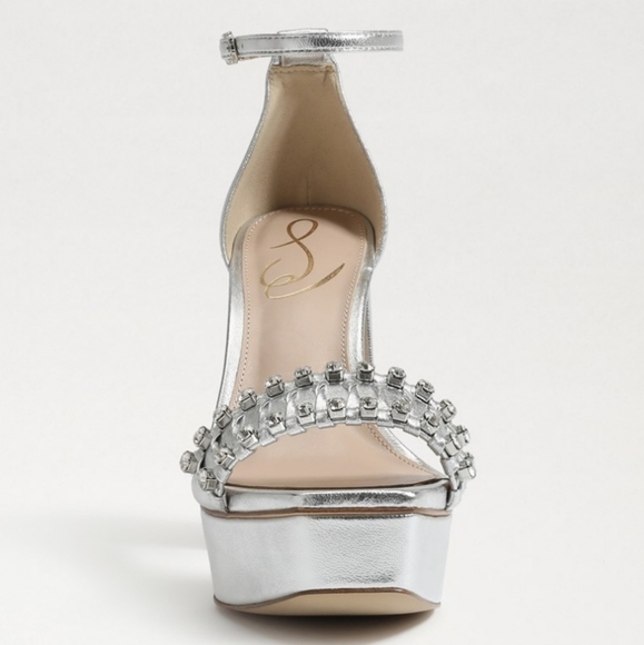 Sam Edelman Ninette Platform Heels Ankle Strap Metallic Size 8.5 - Picture 6 of 15